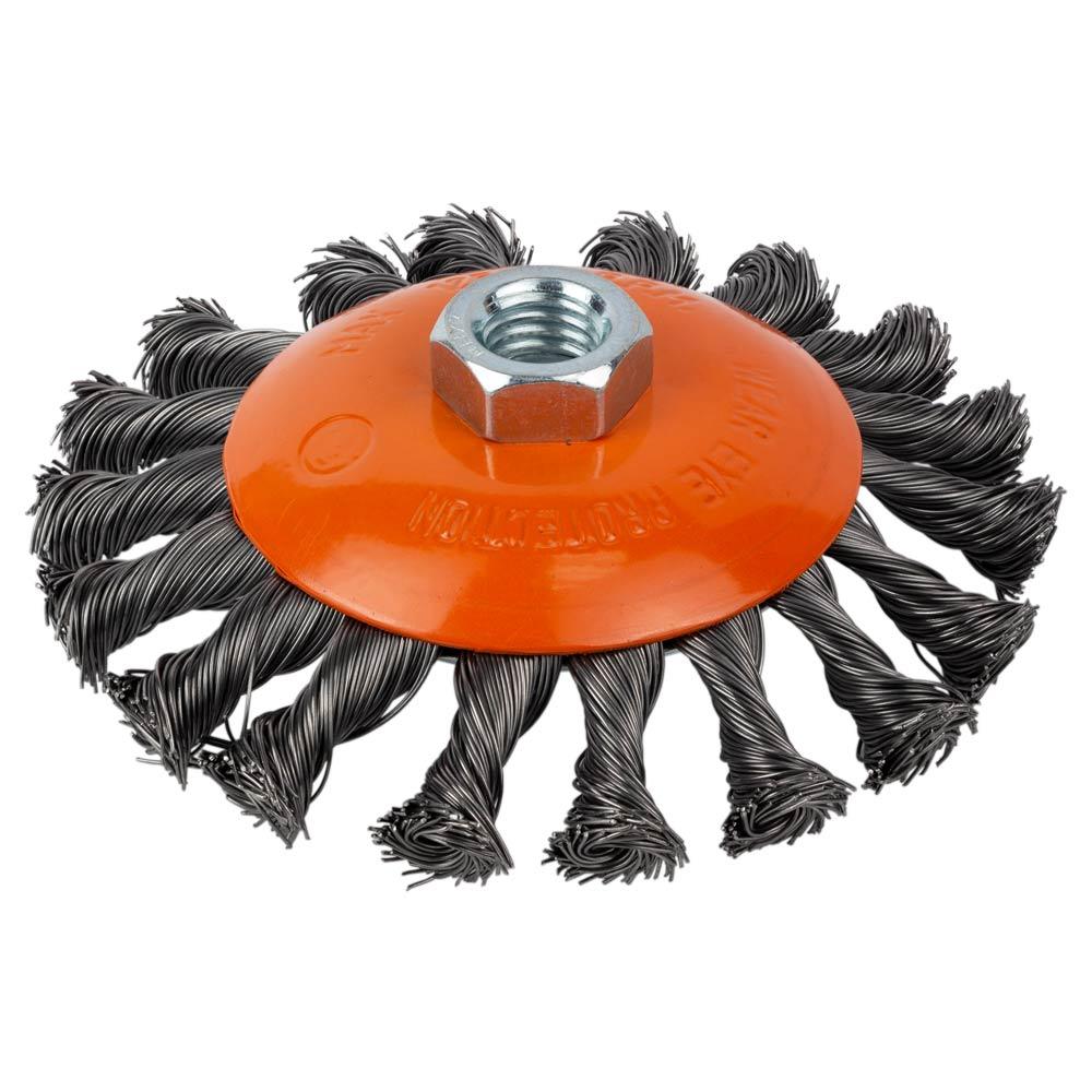 Щітка дротяна конусоподібна Ø115 мм М14×2 мм (сталева вита) GRAD (9040115), фото 1