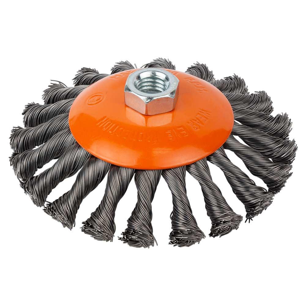 Щітка дротяна конусоподібна Ø125мм М14×2 мм (сталева вита) GRAD (9040125), фото 1