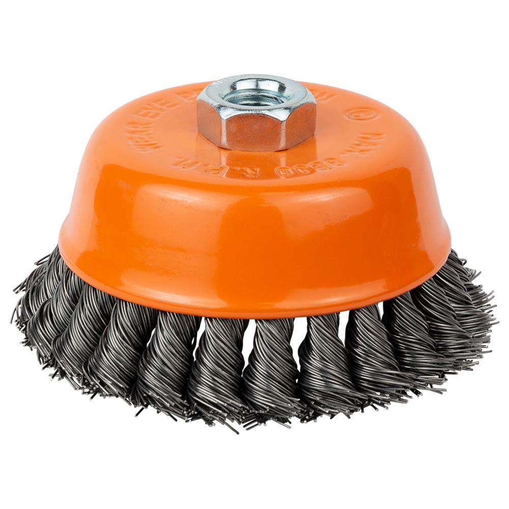 Щітка дротяна чашеподібна Ø100 мм М14 × 2 мм (сталева вита) GRAD (9042105), фото 1