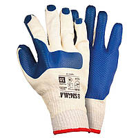 Перчатки трикотажные стекольщика с двойным латексным покрытием усиленные р10 (синие манжет) SIGMA (9445331)