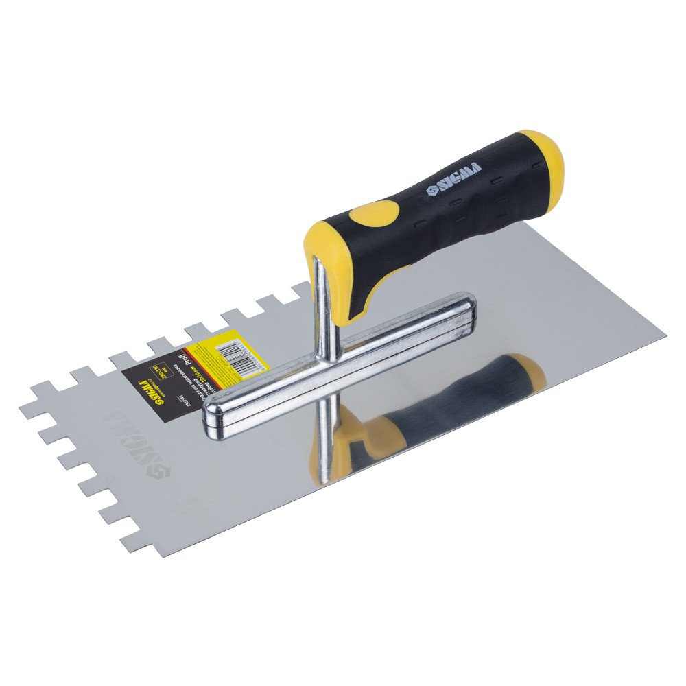 Гладилка неіржавка штукатурна Profi 280×130 мм з зубом 10 × 10 мм SIGMA (8327541), фото 1