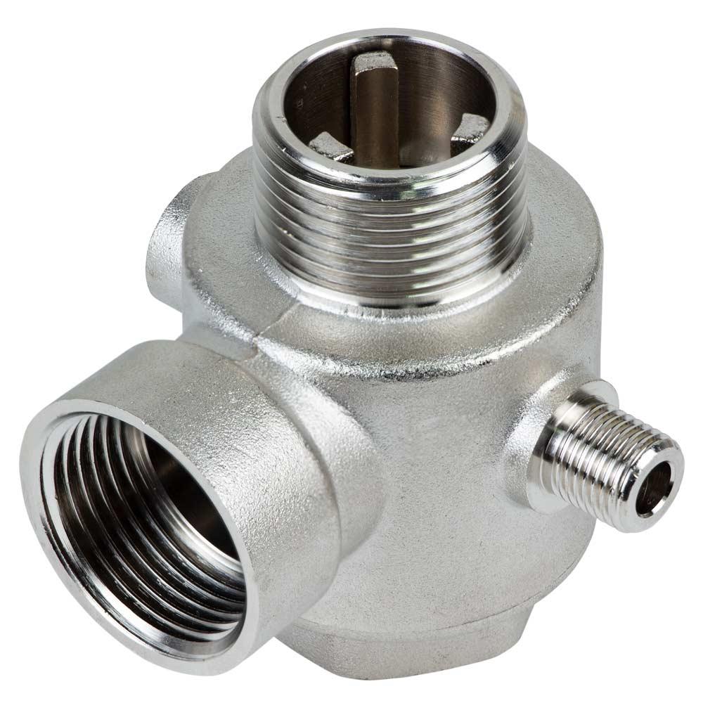 З'єднувач п'ятививідний + зворотний клапан 80 мм M1"×F1"×F1/4"×F1/4" Silver 480 г AQUATICA (779601), фото 1