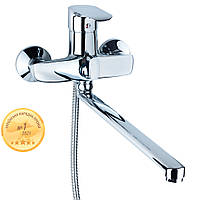 Змішувач KN Ø40 для ванни гусак прямий 350 мм дивертор вбудований картриджний AQUATICA KN-2C228C (9738220)