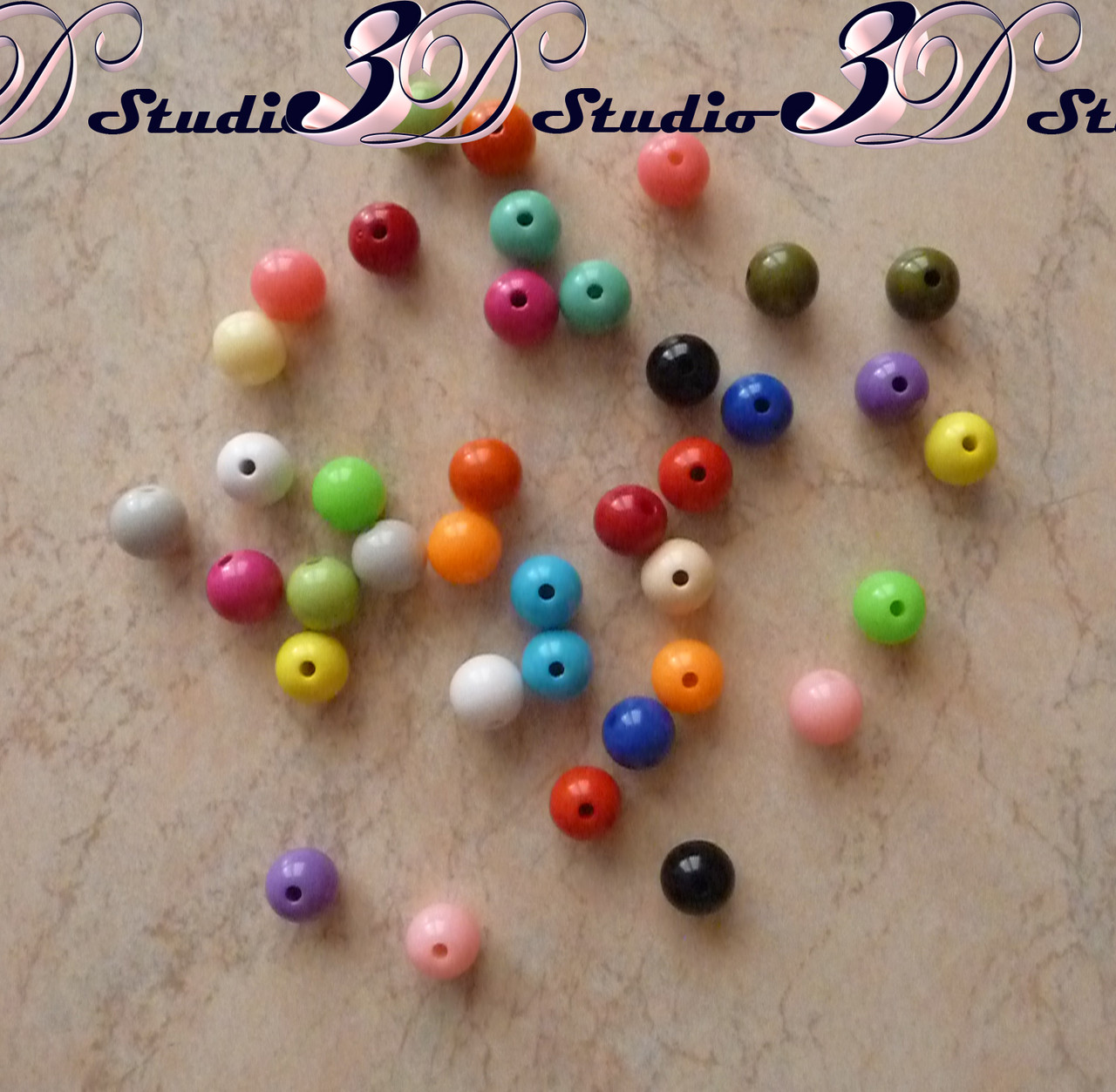 Бусини кулька 10 шт., діаметр 10 мм, МІКС, фото 1