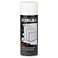 Емаль аерозольна акрилова термостійка для радіаторів +170 °C 400 мл RAL 9010 білий глянець SIGMA (2736411)