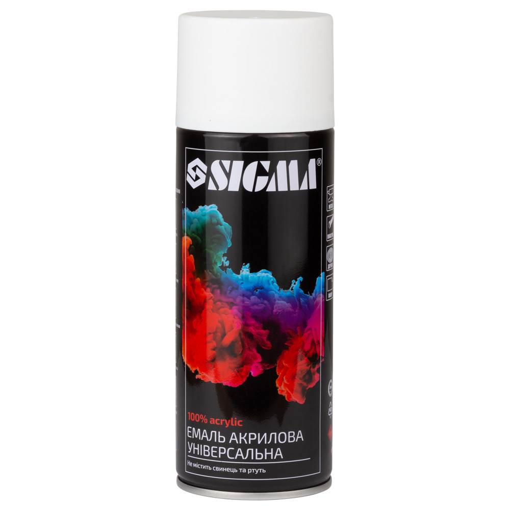 Емаль аерозольна акрилова 400 мл RAL 9010 білий мат SIGMA (2736621), фото 1