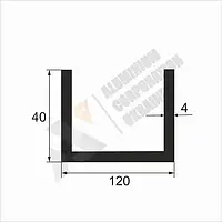 Алюминиевый швелер 120х40х4 мм (внутренний размер 112) - без покриття (27-0649)
