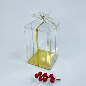 Коробка для сувенірів, 100*100*150(160) мм, пластик, "золото"