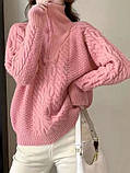 В'язаний жіночий светр з коміром стійкою на блискавці, фото 2