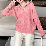 В'язаний жіночий светр з коміром стійкою на блискавці, фото 4