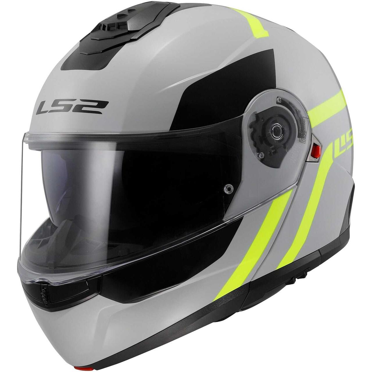 МОТОШОЛОМ МОДУЛЯР LS2 FF908 STROBE II AUTOX КОЛІР GLOSS GREY H-V YELLOW, фото 1
