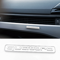 Эмблема наклейка QUATTRO AUDI (Ауди) - Серебристый 9,5 x 1,2 см