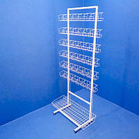 Стелаж сітчастий для насіння і спецій Єва-90 на 6 полиць (12см) і кошик прямий