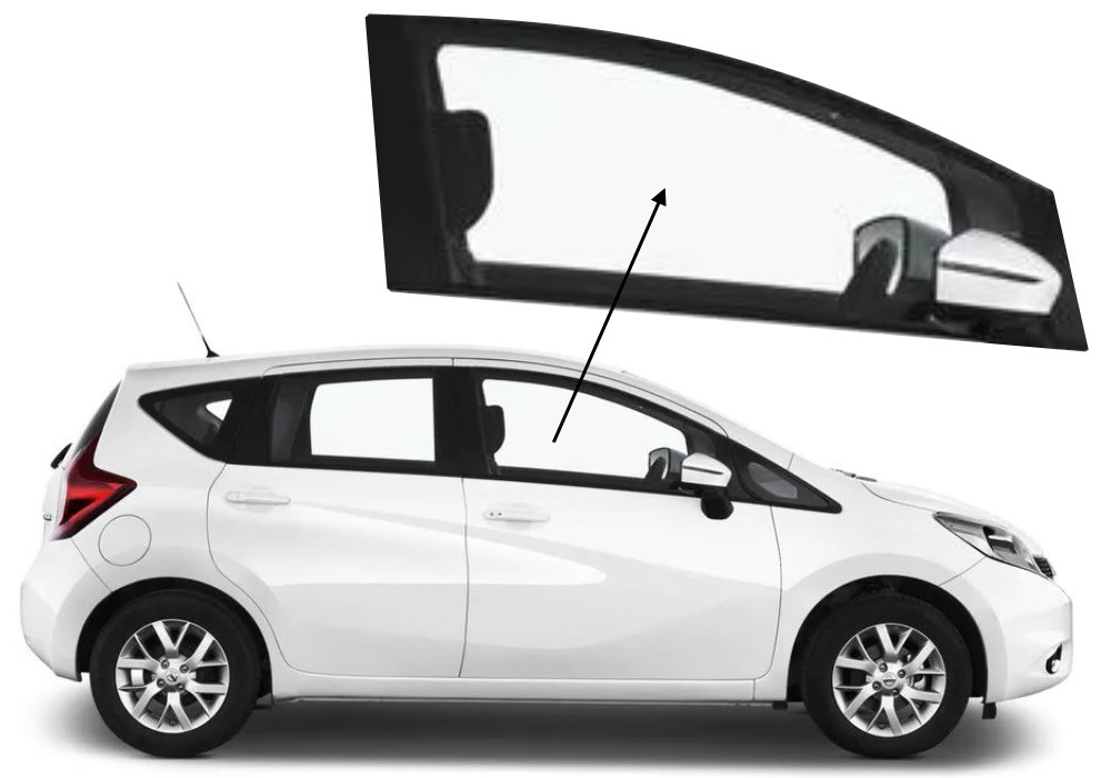 Бічне скло Nissan Note 2013-2020 передніх дверей праве
