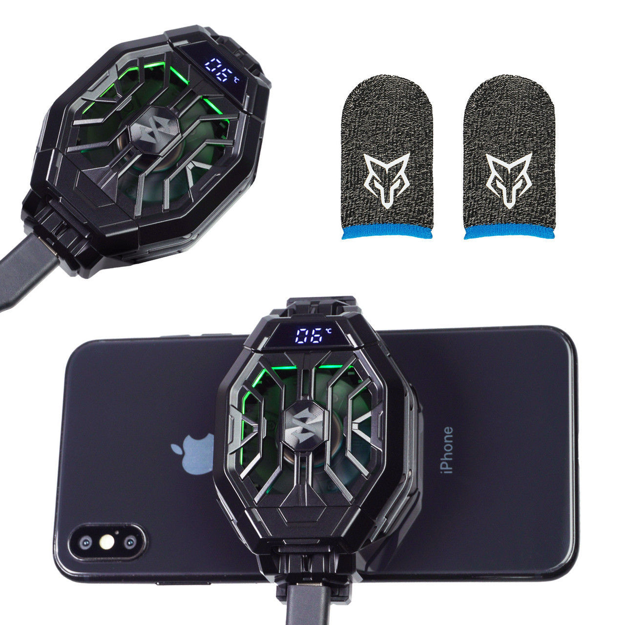 Комплект: кулер охолодження смартфона Пельтьє Black Shark Funcooler Pro 2 BR30-BS + напальчники, фото 1