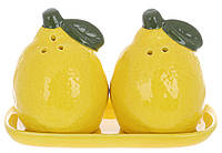 Набір для спецій Lemon: сільничка та перечниця 8см на керамічній підставці, колір-жовтий 928-059 ТОВАР ВІД ВИРОБНИКА