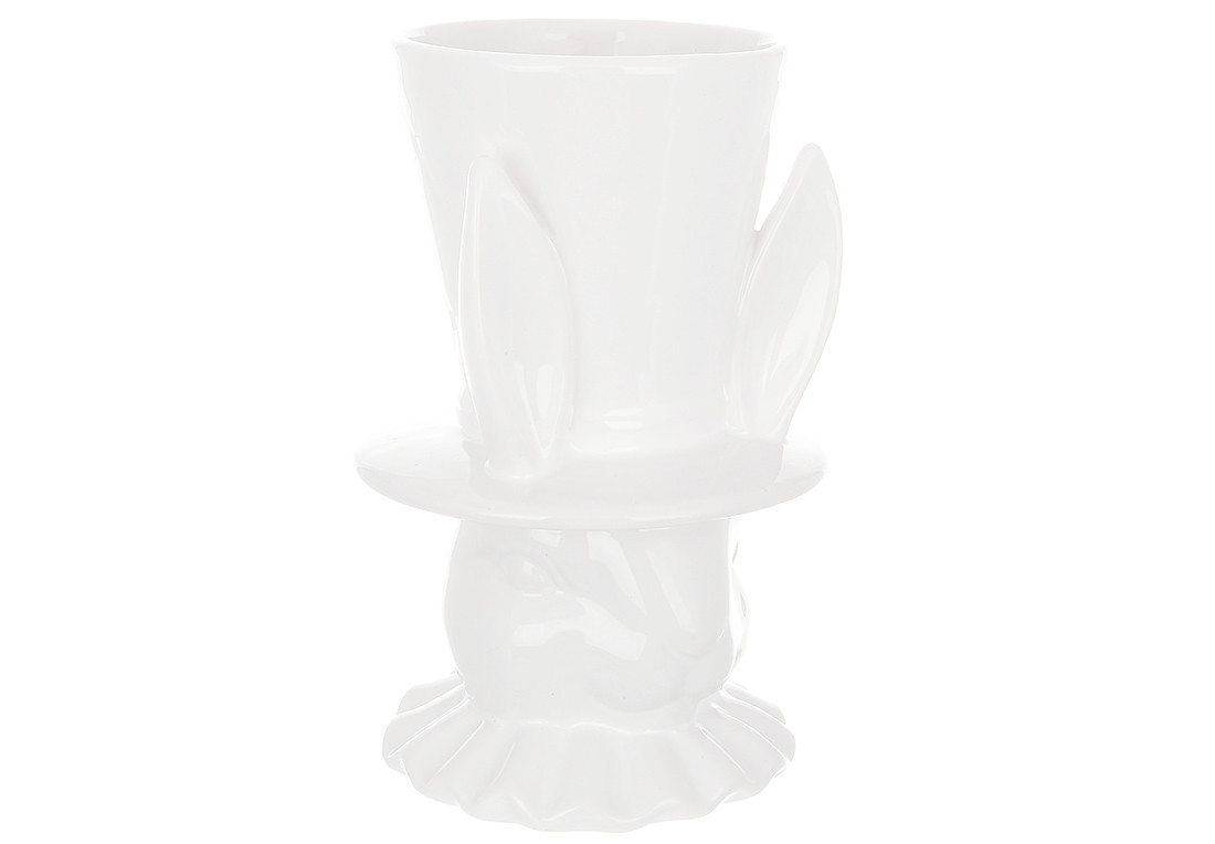 Ваза керамічна Кролик в циліндрі, 20.5см, колір-білий глянсовий ТОВАР ВІД ВИРОБНИКА