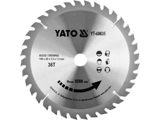 Диск пиляльний для дерева перемоговий YATO 190х20x2.2x1.5мм 36Т