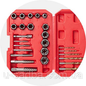 Набір екстракторів та свердел для пошкоджених болтів та гайок, 26 шт INTERTOOL SD-8009 Набір екстракторів та свердел для пошкоджених болтів та гайок, 26 шт INTERTOOL SD-8009