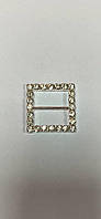 Пряжка для ремней женская стразы украшение квадрат 2,5*2,5 см серебро легкий метал