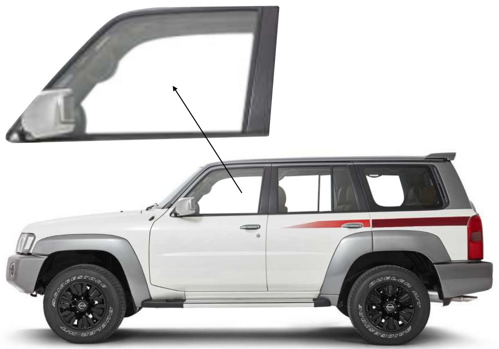 Бічне скло Nissan Patrol Y61 1998-2009 передніх дверей ліве