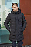 Удлиненная зимняя мужская куртка Black Vinyl C23-2252C