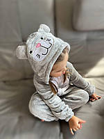 Кигуруми детские для малышей 80 р. костюм комбинезон Котик серый для мальчиков и девочек