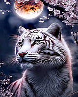 Діамантова вишивка. Картина на підрамнику "Місячна тигриця", 40х50см, круглі стрази