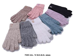 Жіночі в'язані одинарнi рукавички сенсор 7023 різні забарвлення.