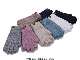 Жіночі в'язані подвійні рукавички сенсор 7028 різні забарвлення.