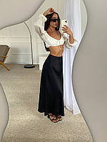 Женская юбка макси, с завышенной талией, оверсайз, черная