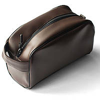Чоловіча дорожня коричнева косметичка-несесер ERNIE Brownз екошкіри для подорожей