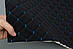 Велюр стьобаний «Ромб чорний» (прошитий бірюзовою ниткою) на поролоні 7мм та флізеліні, ширина 135см, фото 3