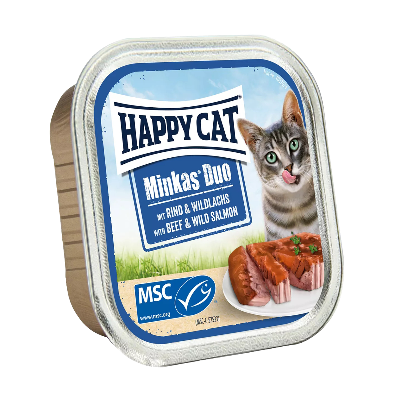 Happy Cat Minkas Duo - консервы Хэппи Кет с говядиной и диким лососем для кошек 100 г - фото 1 - id-p1778212298