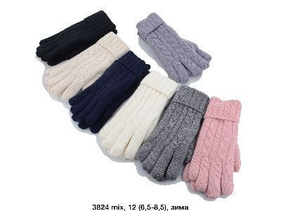 Жіночі в'язані подвійні рукавички на хутрi 3824 різні забарвлення.