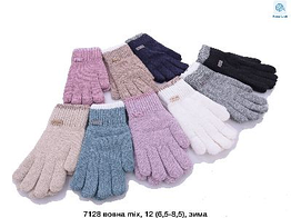 Жіночі в'язані одинарнi рукавички сенсор 7128 різні забарвлення.