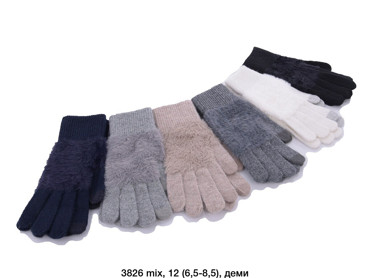Жіночі в'язані одинарнi рукавички сенсор 3826 різні забарвлення.