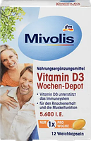 Mivolis Vitamin D3 5600 I.E. Wochen-Depot Weichkapseln Високе дозування 1 раз на тиждень вітамін Д3 12 шт.