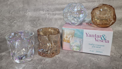 Набір стаканів скло "Yantar&Vesela" (4шт) 280мл (віскі) №767-15/S&T/(10), фото 1