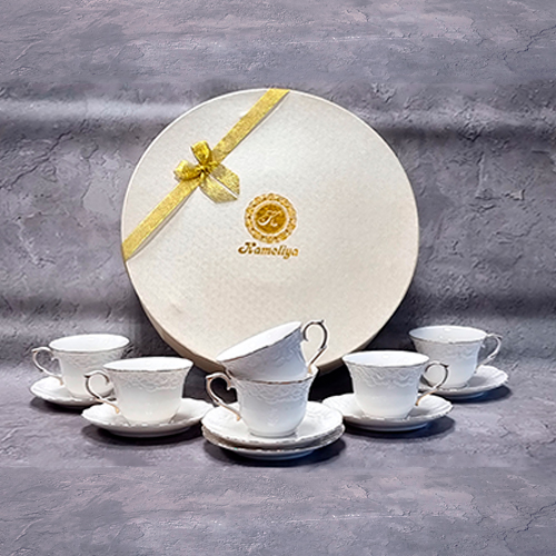 Набір кавовий керам. 12предм. (чаш. 80мл+блюд. 12см) "Біла ніч" №1717/S&T/(8), фото 1