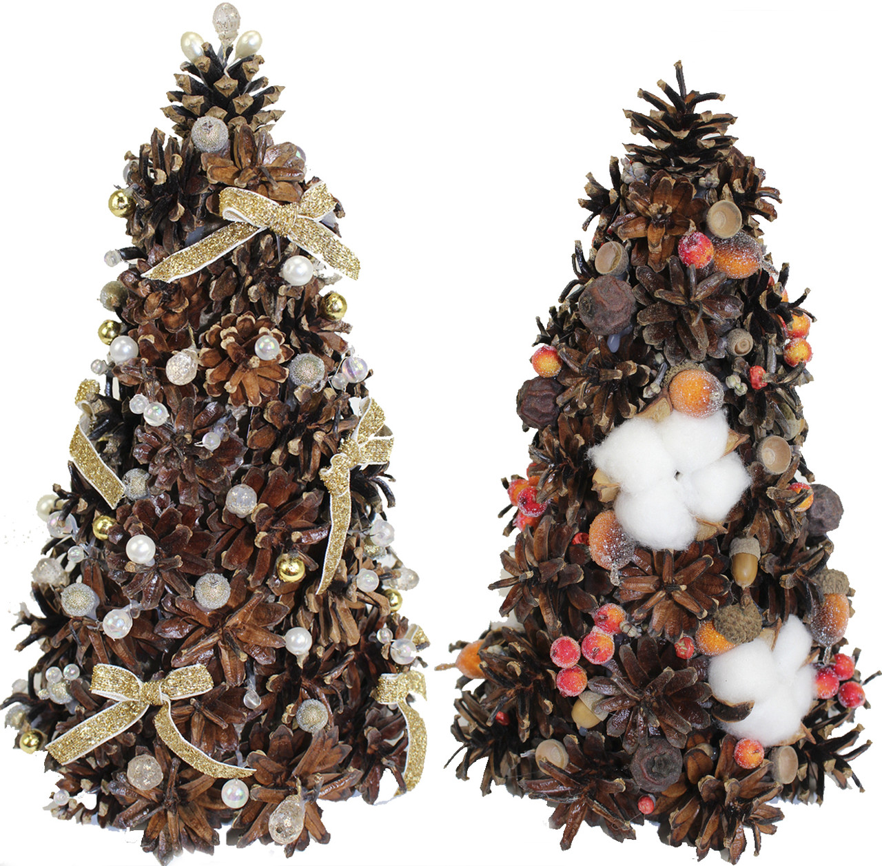 Ялинка 25см з шишок, ягід та природнім декором асорті, фото 1