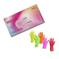 Перчатки нитриловые неопудренные mediOk RAINBOW, Разноцветные (100 шт./уп.), размер М
