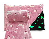Плед для дітей Magic Blanket із зірками світиться в темряві розміром 120x150 см Рожевий, фото 5