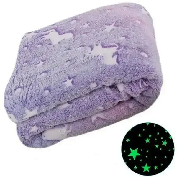 Плед для дітей Magic Blanket із зірками світиться в темряві розміром 120x150 см Фіолетовий
