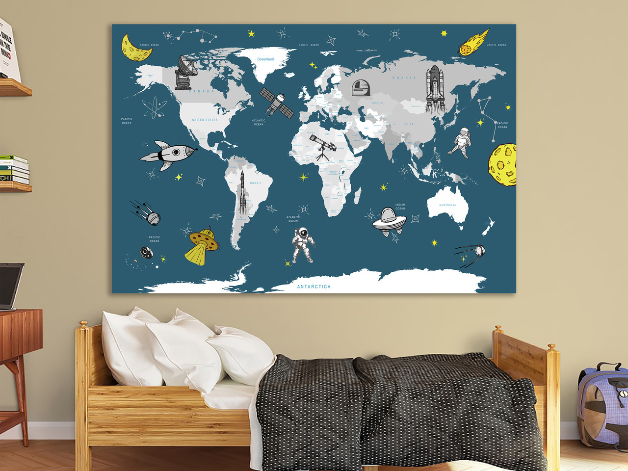 Друк на полотні Карта світу дитяча , картина для дитини на стіну