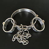 Фіксатор на руки і шию з нержавіючої сталі овальної форми з болтовим замком і ланцюгом, чоловічий, фото 2