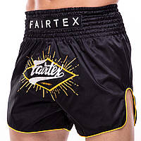 Шорты для тайского бокса и кикбоксинга FAIRTEX BS1903 BLACK/YELLOW (сатин, нейлон, р-р M-XL, черный-желтый)