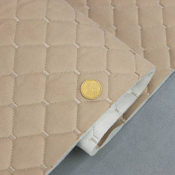 Велюр TRINITY TRIN-s-02/14 стьобаний світло-бежевий «Ромб» (прошитий світло-бежевою ниткою) синтепон і флізелін, шир 135см