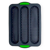 Силіконова форма для випікання багетів LuxShine Baguette 3в1 перфорована 239-1, фото 3