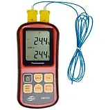 Цифровий двоканальний термометр Benetech GM1312 (-50...+300 oC) підтримує термопари K, J, E, N, R, T типів, фото 3